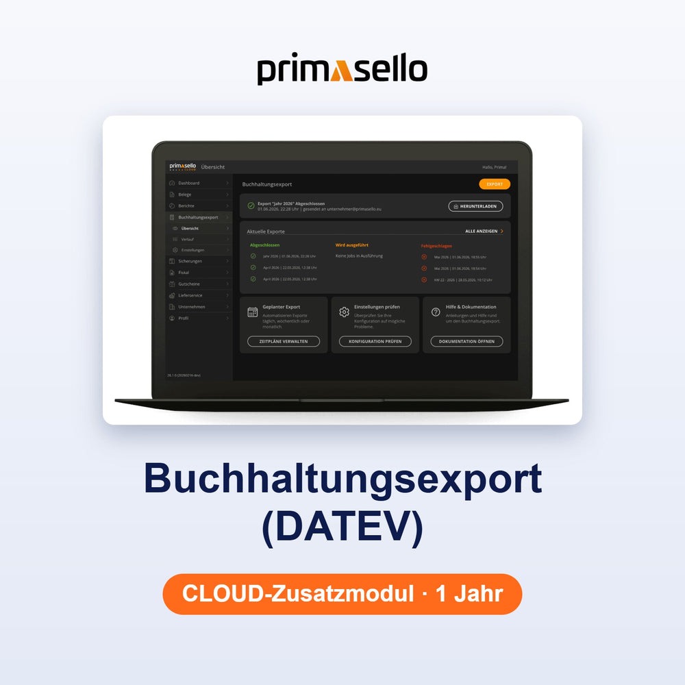 Primasello CLOUD Buchhaltungsexport DATEV
