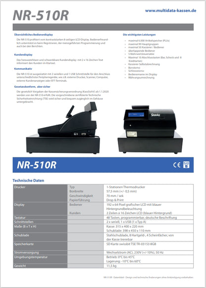 SAM4S NR-500 Registrierkasse mit Hubtastatur – Ansicht 5