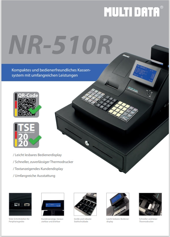 SAM4S NR-500 Registrierkasse mit Hubtastatur – Ansicht 4