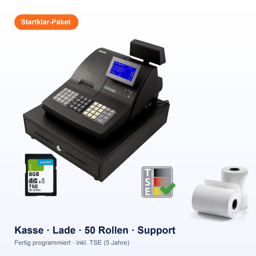 SAM4S NR-500 Startklar-Paket – Hubtastatur, Kassenlade, 50 Rollen & Support